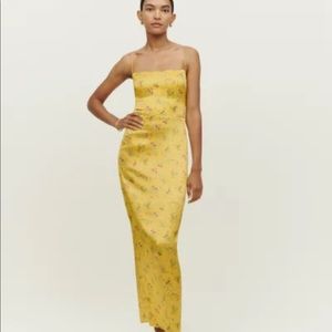 Reformation Frankie Silk Dress in Canaria *NEW*